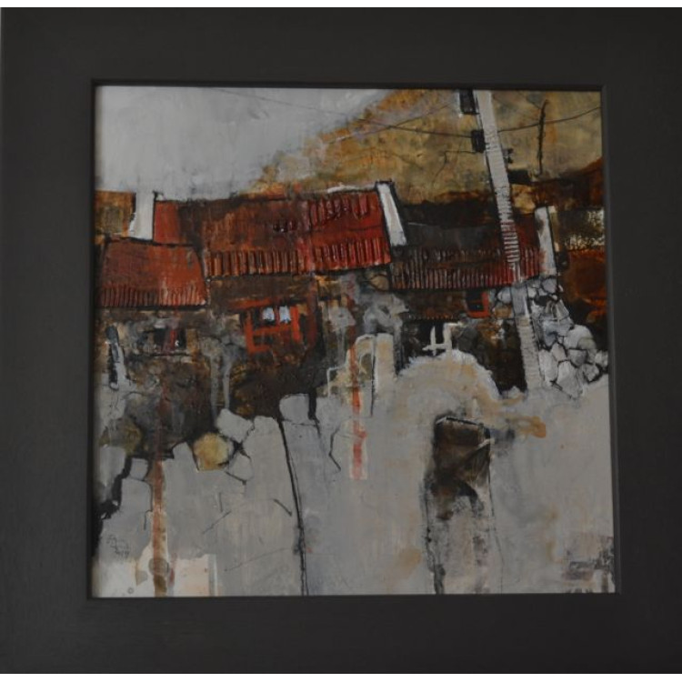 An Com, mixed media on board, 40x40cm